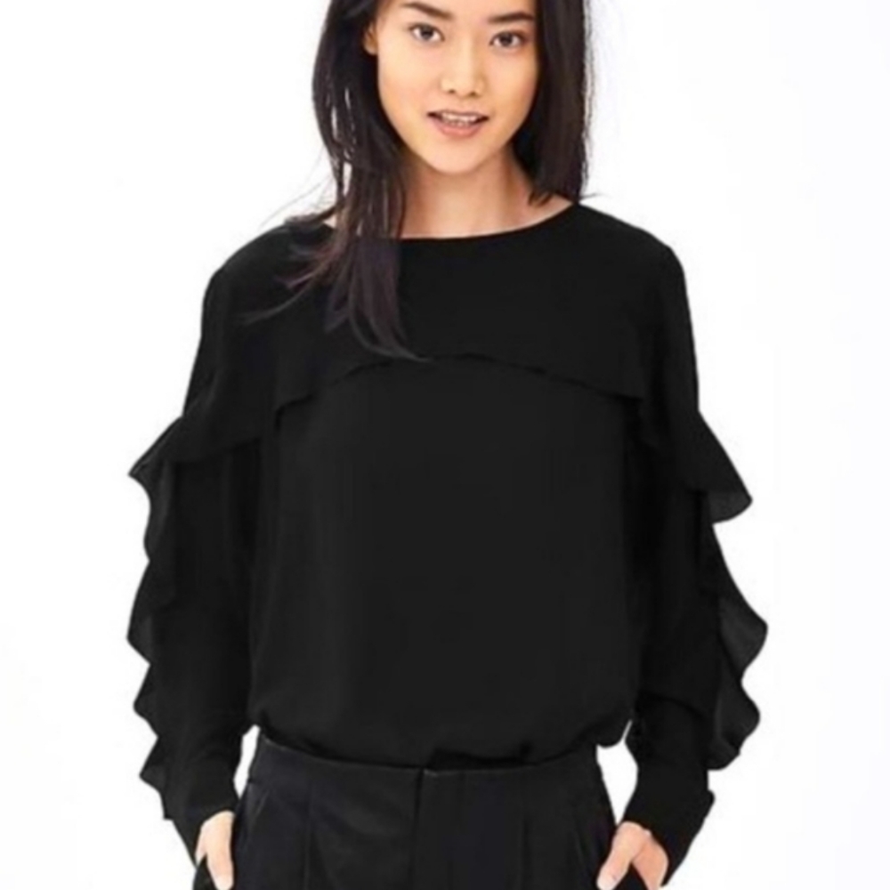 Long sleeve Ruffle Front Top